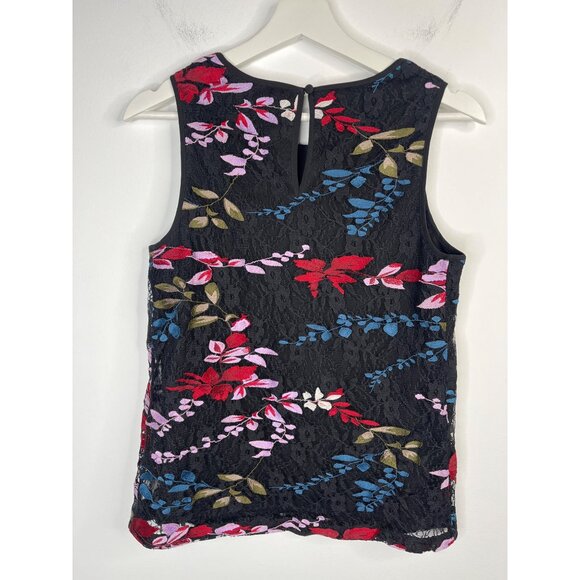 Lucky Brand Floral Embroidered Lace Tank Top XS Black Boho Festival Sleeveless - Picture 7 of 12